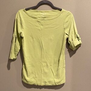 Eddie Bauer Light Green Top with Roll-Up Sleeves